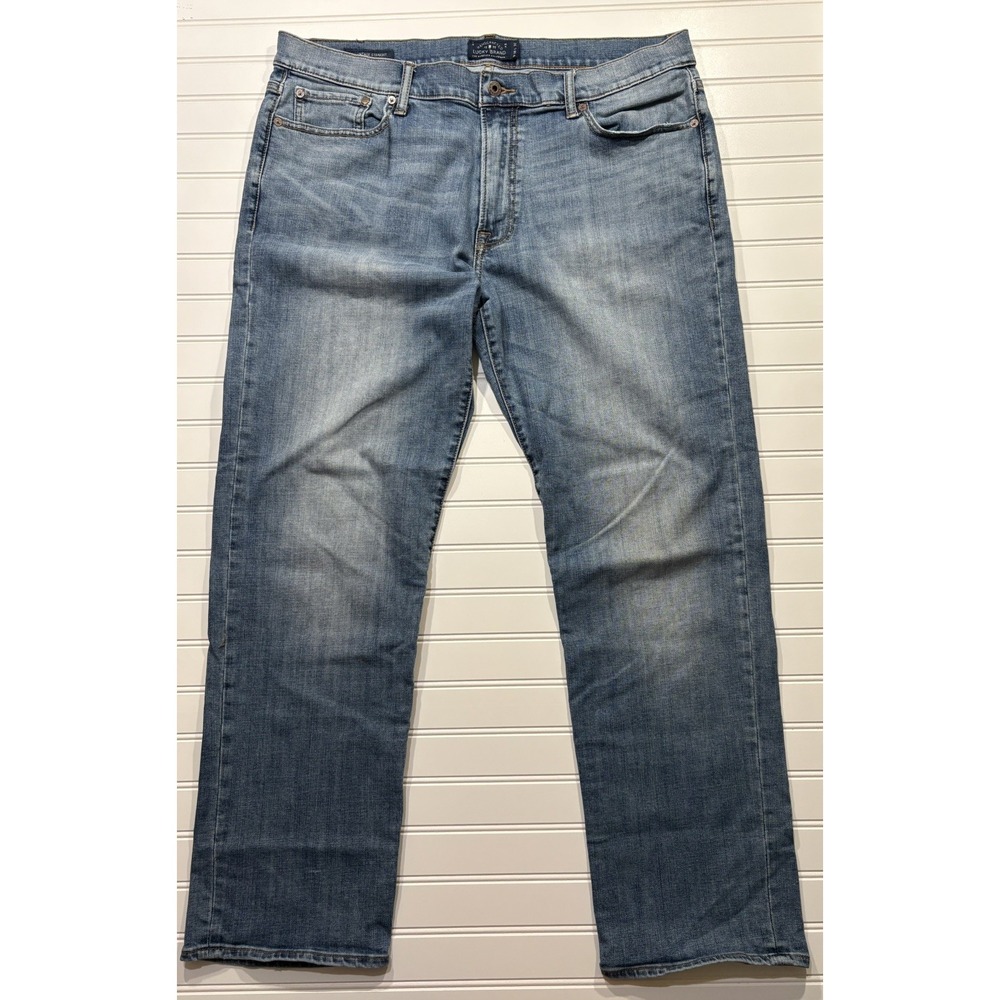 Lucky Brand 363 Vintage Straight Mens Jeans 38x32 Medium Wash Blue Denim Faded